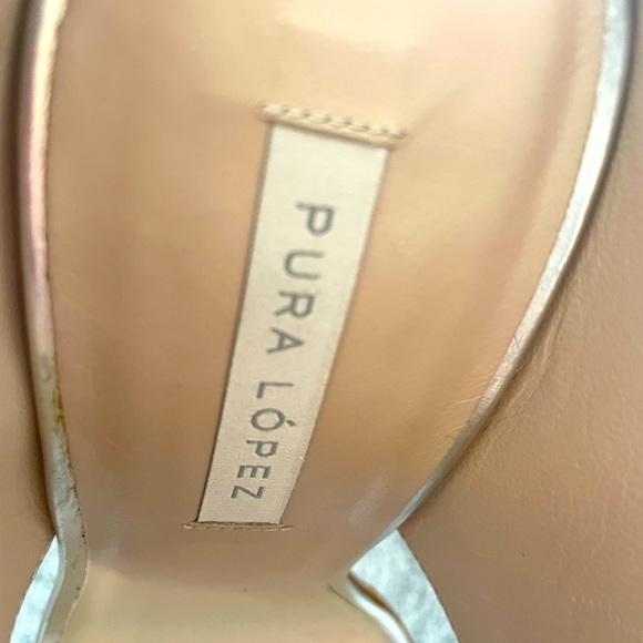 NIB Pura Lopez Metallic Snake Skin Silver Gold Sandals Slides High Heels NEW - Picture 5 of 6